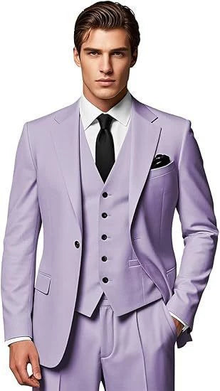 Classic 3 Piece Men's Suit with Regular Fit and Sophisticated Peak Lapel