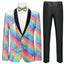 Men's Slim Fit Rainbow Printed Embroidered Tuxedo Jacket CN416