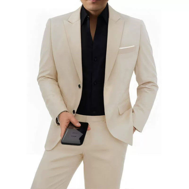 Elegant men's plus-size collar suit 2 piece Single Row Suit