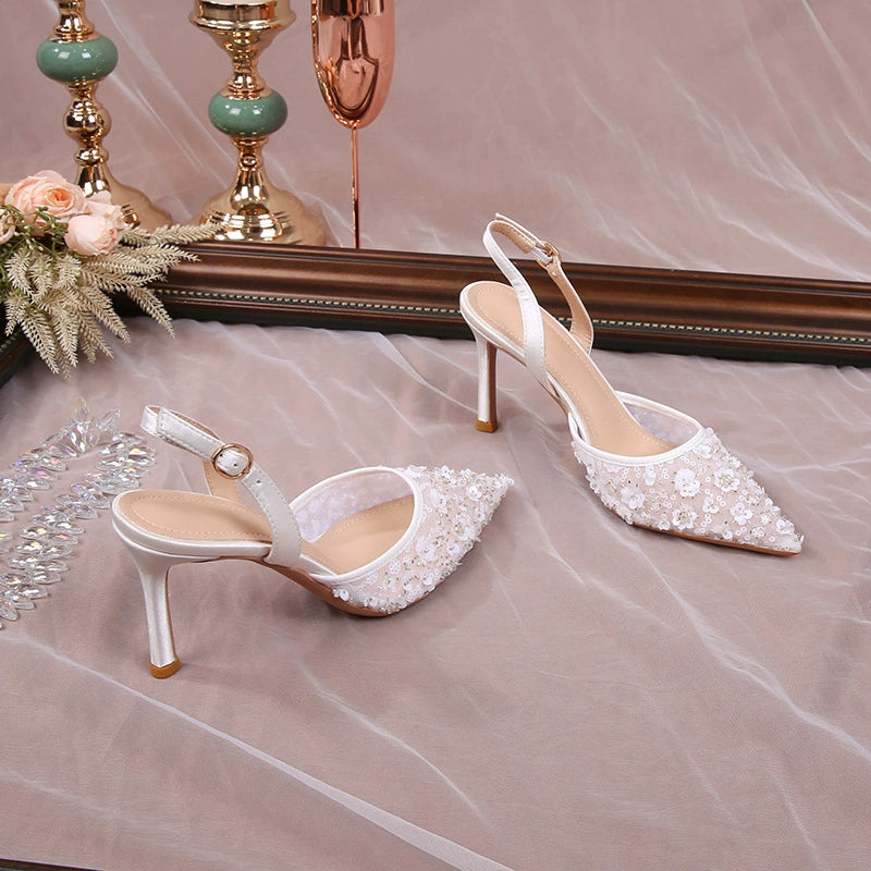 Lace Openwork For Women With High-heeled Sandals