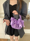 satin basket bucket bag bow woven handbag fashionable versatile single shoulder woven bag