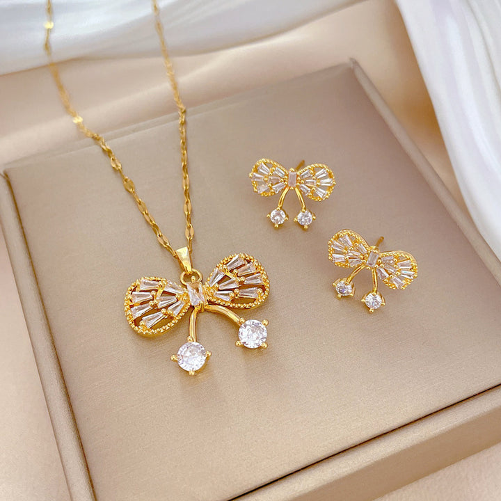 Flash Diamond Tassel Luxury Dress Accessories Dinner Clavicle Necklace Earring CN230