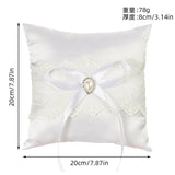 White Wedding Ring Pillow Set Bow Knot Lace Decoration, JZH-5978