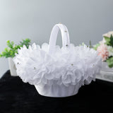 Bride And Bridesmaid Flower Basket Portable White Petals Simple Flower Basket, HL-5726