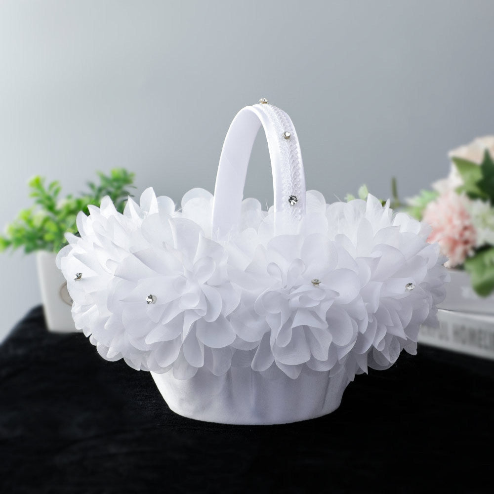 Wedding Flower Basket Pure White Flower Flower Girl Flower Basket, HL-5726