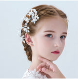 Children's Headdress Pearl Hairpin White Leaf Hair Accessories