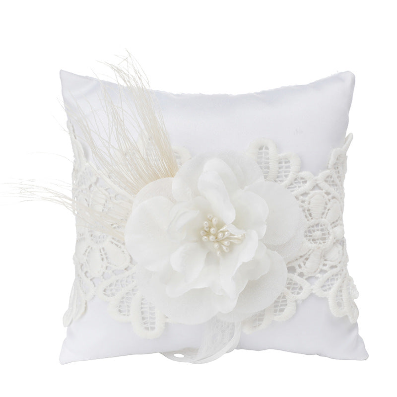 Satin And Linen Fabric Wedding Ring pillow Creative Lace Ring Box Small Portable, BS&KFS