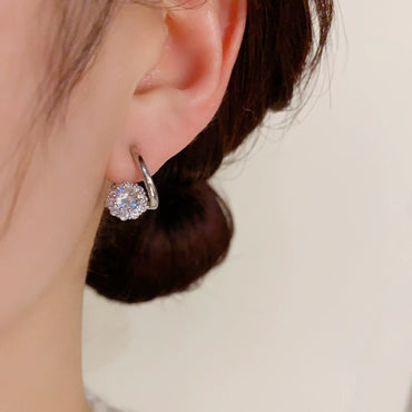Silver Exquisite Zircon Ear Buckle