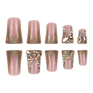 Rhinestone Nails Bling Wedding Press On Nails With Design For Women And Girls CN98