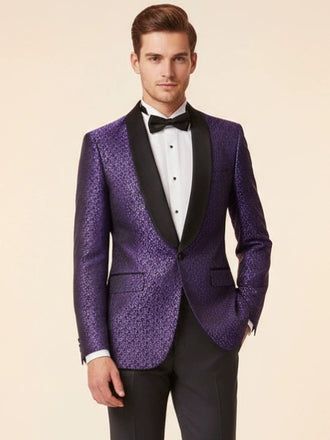 New Men's Plus-size Collar Suit 2 piece Single-row One-button Jacquard suit