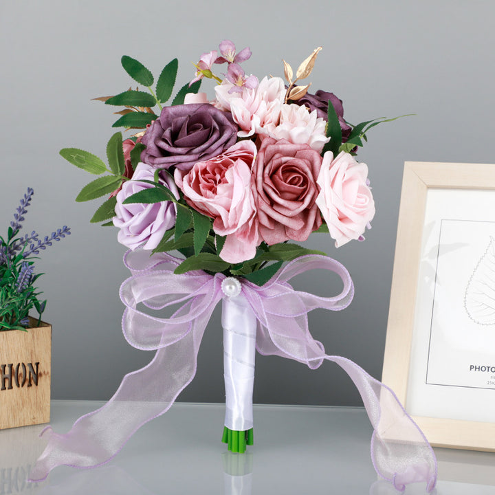 Wedding Flower For The Groom And Bride, Simulated Rose Wedding Bouquet, WF08