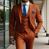 Burnt Orange Classic 3 Piece Men's Suit with Regular Fit and Sophisticated Peak Lapel