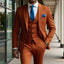 Burnt Orange Classic 3 Piece Men's Suit with Regular Fit and Sophisticated Peak Lapel