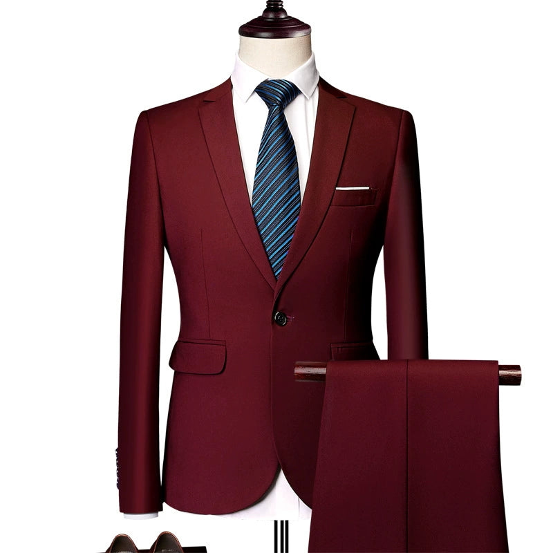 Casual Men's 2 Pieces Mens Suit Regular Fit Notch Lapel Tuxedos (Blazer+Pants)