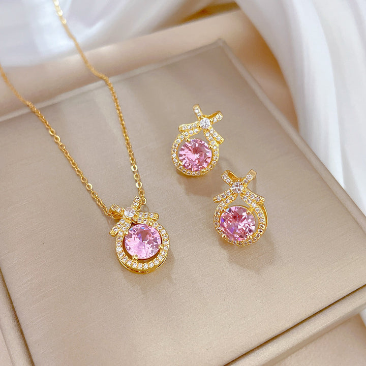 Flash Diamond Tassel Luxury Dress Accessories Dinner Clavicle Necklace Earring CN239
