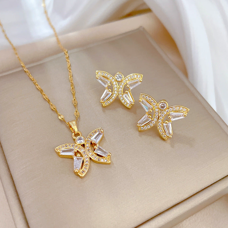 Flash Diamond Tassel Luxury Dress Accessories Dinner Clavicle Necklace Earring CN247
