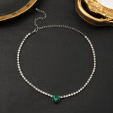 Luxury Emerald Love-shaped Necklace Clavicle Chain ins Necklace