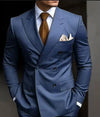 Dusty Blue Casual Men's 2 Pieces Mens Suit Regular Fit Notch Lapel Tuxedos (Blazer+Pants)