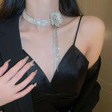 Flash Diamond Tassel Necklace Luxury Dress Accessories Dinner Clavicle Necklace CN81