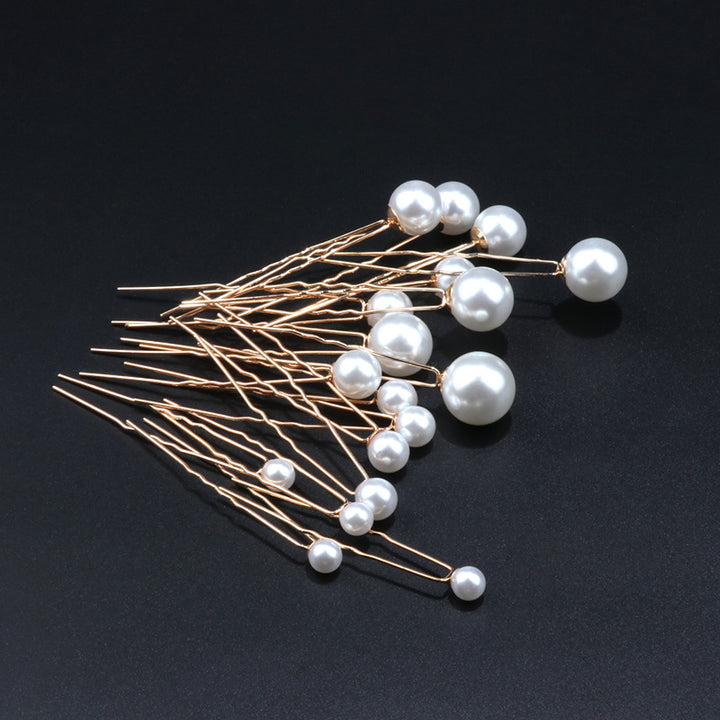 18pc Gold Pearl Hairpin U-shaped Hair Forks CN59