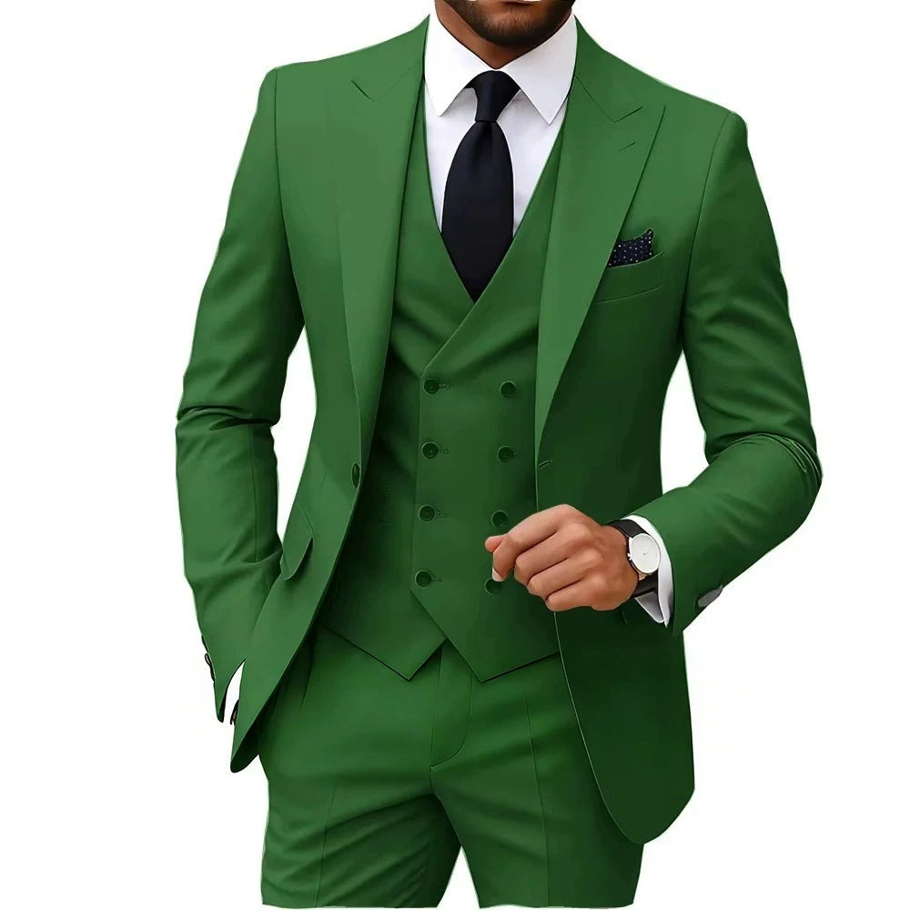 Casual Men's 3 Pieces Mens Suit Regular Fit Notch Lapel Tuxedos (Blazer+vest+Pants) CN556