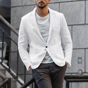 Leisure Men's Long Sleeve Lapel Pocket Business Single Coat