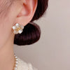 Sweet Silver Flower Beading Earrings
