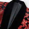 Men's Fashion Floral Tuxedo Velvet Sequin Jacket Red CN447