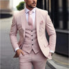 Pink Classic 3 Piece Men's Suit with Regular Fit and Sophisticated Peak Lapel