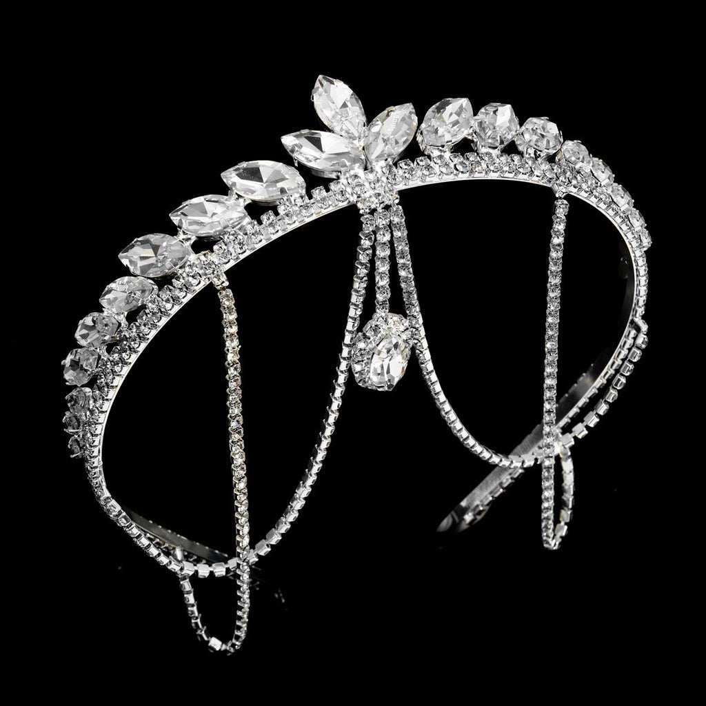 Handmade Crystal Beading Hairband Wedding Headband Luxury Silver Headband CN156