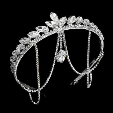 Handmade Crystal Beading Hairband Wedding Headband Luxury Silver Headband CN156