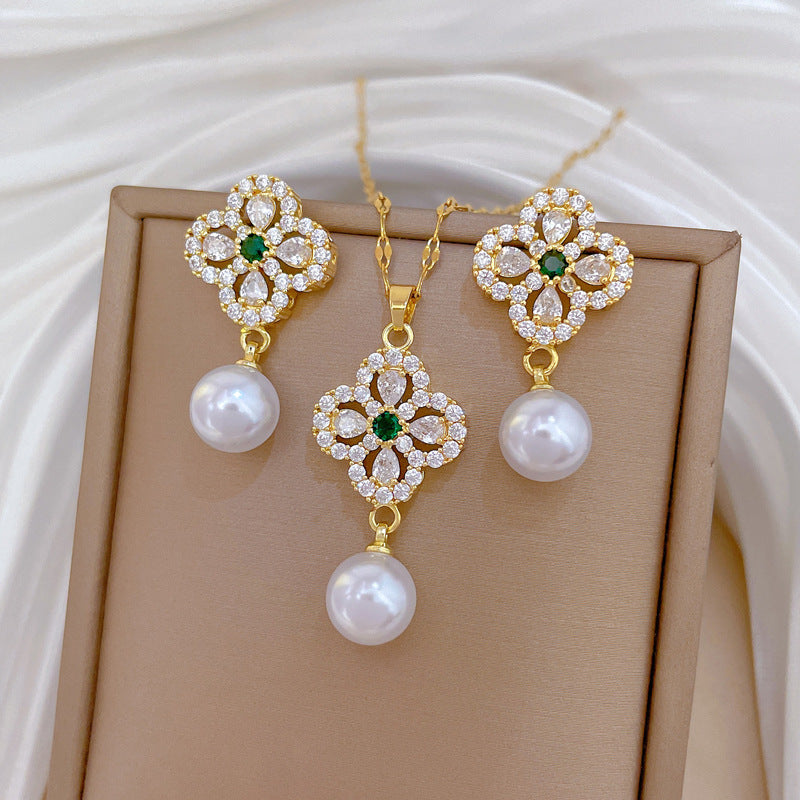 Flash Diamond Tassel Luxury Dress Accessories Dinner Clavicle Necklace Earring CN260