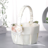 Satin Flower Lace Bow Small Portable Flower Basket, HL-5778