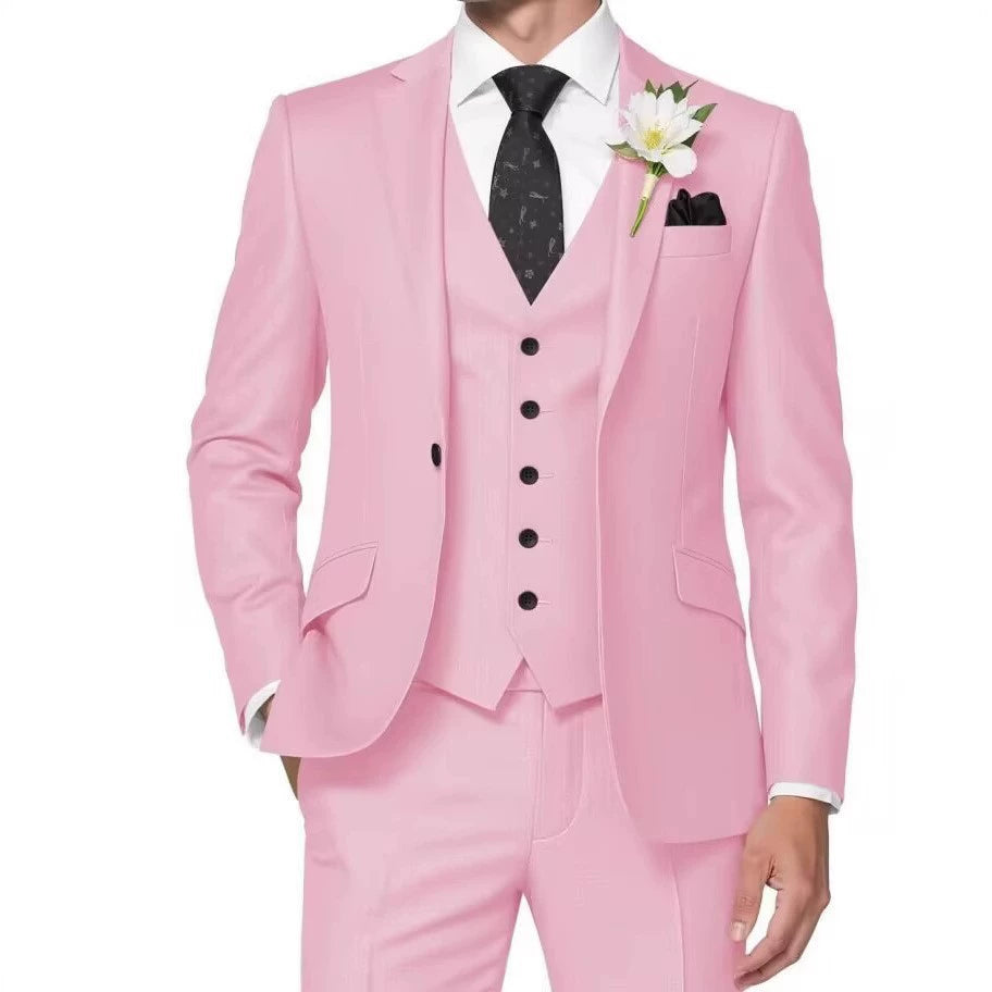 Classic 3 Piece Men's Suit with Regular Fit and Sophisticated Peak Lapel