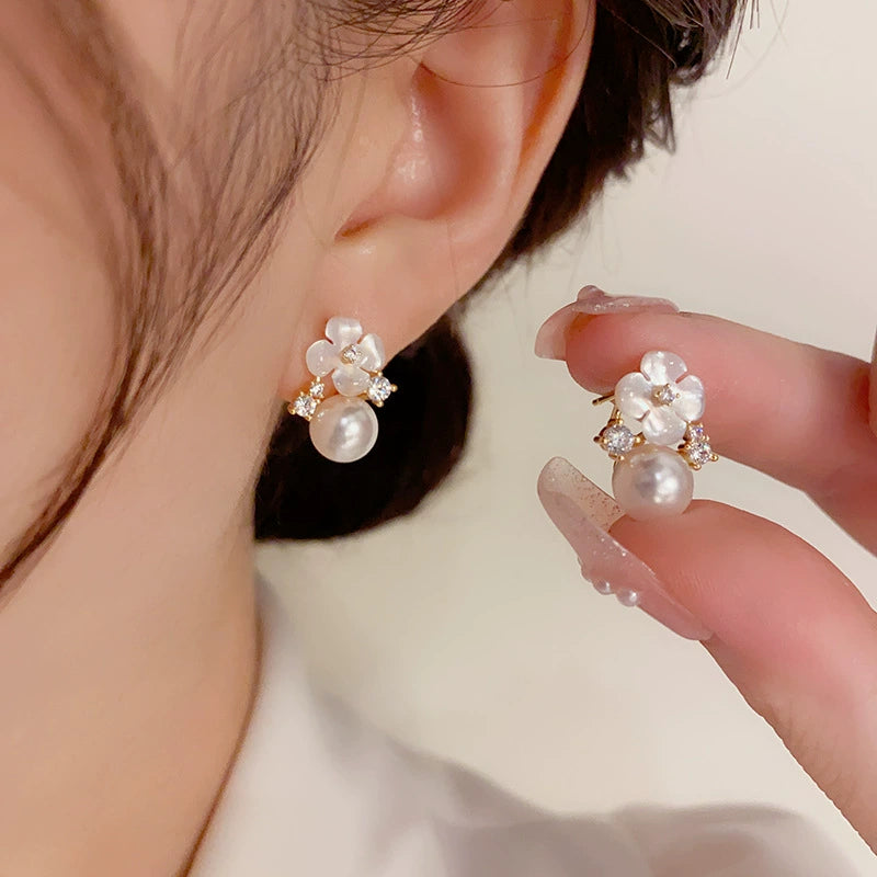 Elegant Flowers Pearl Earring Design Earrings