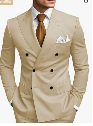 Champagne Casual Men's 2 Pieces Mens Suit Regular Fit Notch Lapel Tuxedos (Blazer+Pants)