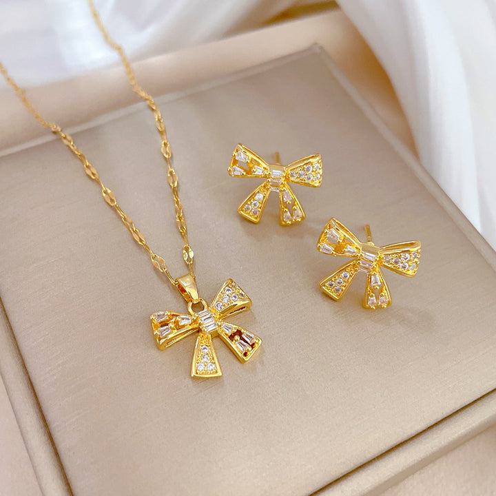 Flash Diamond Tassel Luxury Dress Accessories Dinner Clavicle Necklace Earring CN268