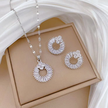 Flash Diamond Tassel Luxury Dress Accessories Dinner Clavicle Necklace Earring CN269