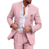 Linen new men's plus-size collar suit 2 piece single-row one-button suit