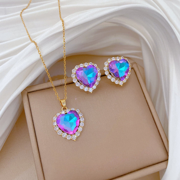 Flash Diamond Tassel Luxury Dress Accessories Dinner Clavicle Necklace Earring CN271