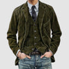 Leisure Corduroy Lapel Long Sleeve Suit Jacket Men 2 piece Suit