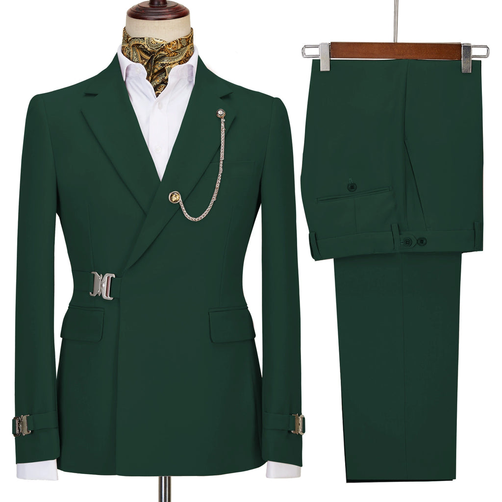 Elegant men's plus-size collar suit 2 piece Double Row Sequins Suit