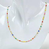 Golden multicolored stainless steel necklace