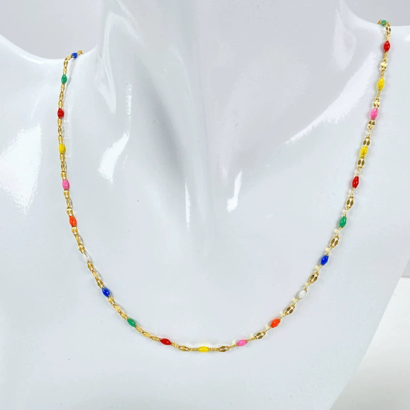 Golden multicolored stainless steel necklace
