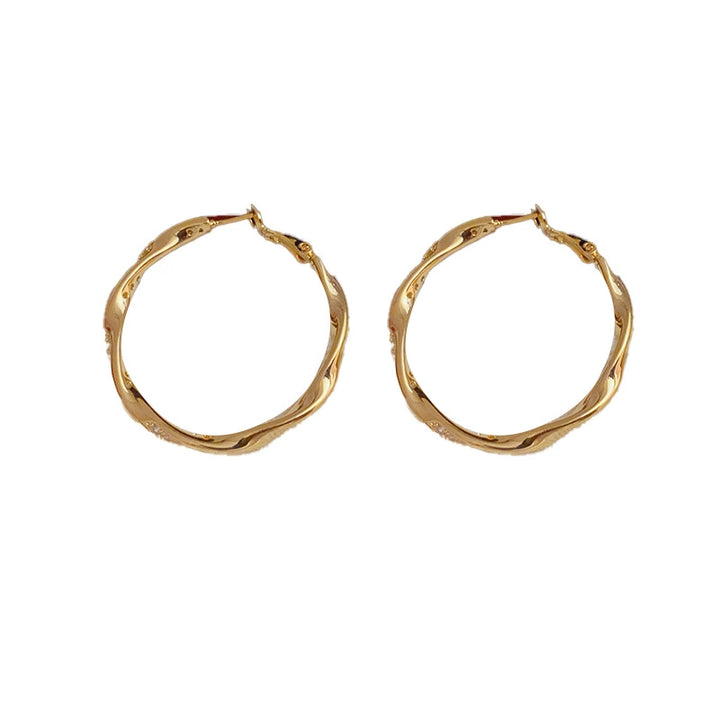 Sweet Diamond Studded Metal Ring Earrings