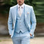 Sky Blue Classic 3 Piece Men's Suit with Regular Fit and Sophisticated Peak Lapel