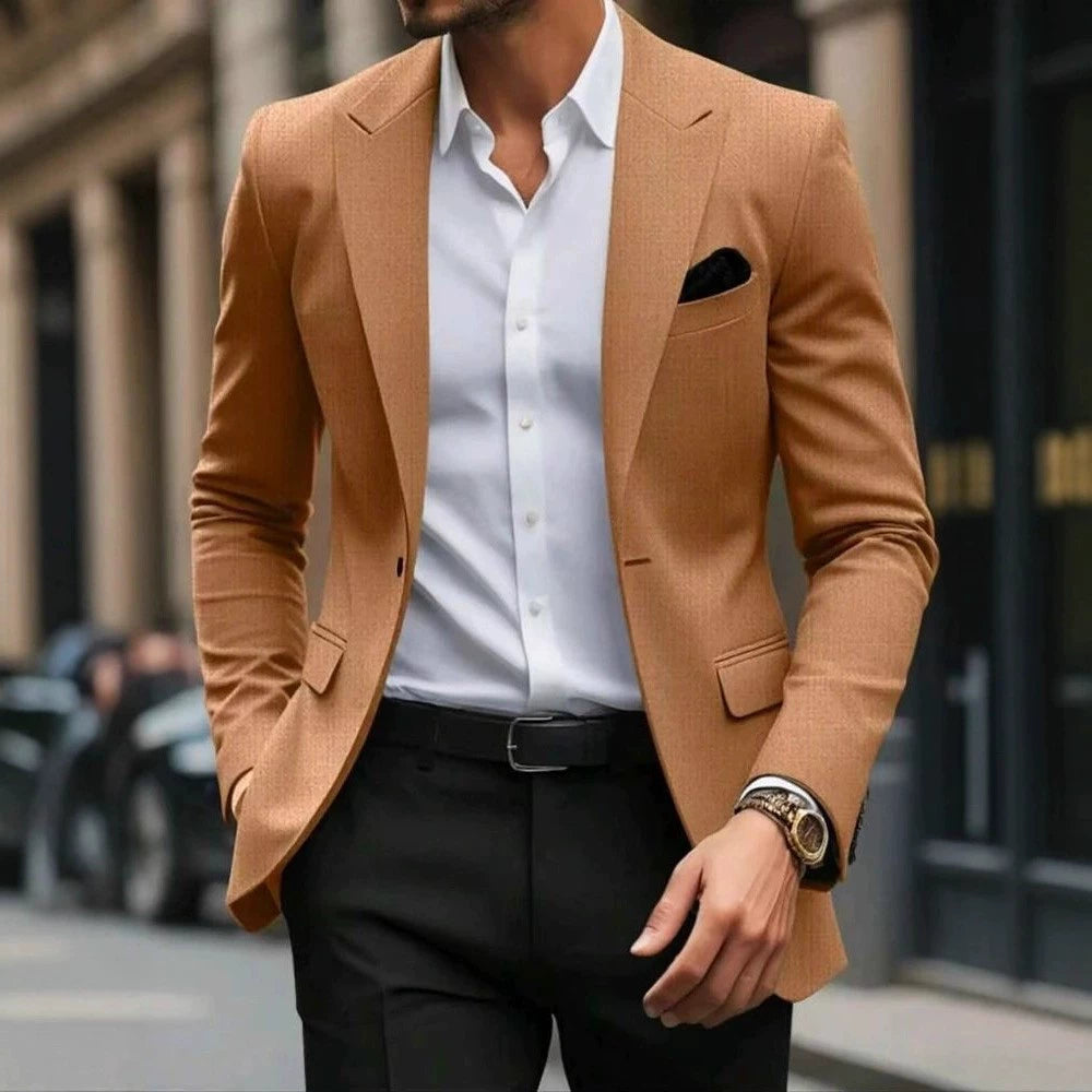 Brown Classic 1 Piece Men's Suit with Regular Fit and Sophisticated Peak Lapel