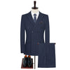 New Men's Blue Plaid Double-breasted 2 Piece Suit  for Business Wedding