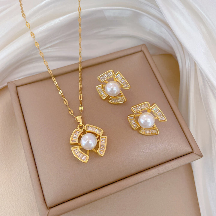 Flash Diamond Tassel Luxury Dress Accessories Dinner Clavicle Necklace Earring CN274