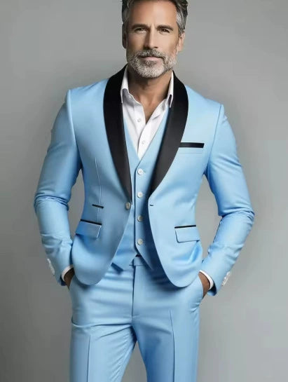 Elegant Classic 3 Piece Men's Suit with Regular Fit and Sophisticated Peak Lapel